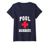 Mujer Lindo GERENTE DE PISCINA Viaje a la playa Nadar Vacaciones Playa Vacaciones Camiseta Cuello V
