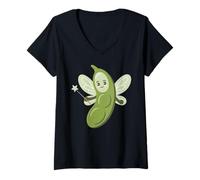 Mujer Lindo Hada Madrina Edamame Bean Lover Kawaii Humor Vegano Camiseta Cuello V