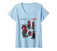 Mujer Lindo héroe de Gato Kawaii Estilo Anime japonés estético Otaku Camiseta Cuello V