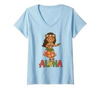 Mujer Lindo Hula Dancer Aloha Hawaii Tropical Luau Fiesta Vacaciones Camiseta Cuello V