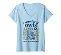 Mujer Lindo I Wonder If Owls Think About Me Too Forest Bird Camiseta Cuello V