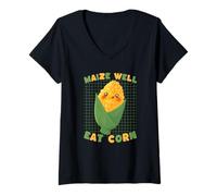 Mujer Lindo Juego de Palabras de maíz maíz Bien Comer maíz Camiseta Cuello V