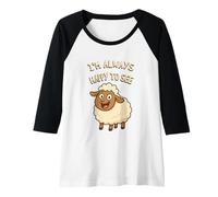 Mujer Lindo juego de palabras de ovejas Siempre estoy feliz de ver Ewe Funny Cartoon Camiseta Manga Raglan