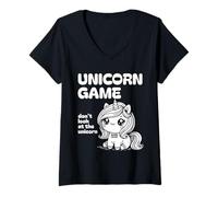 Mujer Lindo juego de unicornio para niñas, mujeres y niños, divertidas cosas kawaii Camiseta Cuello V