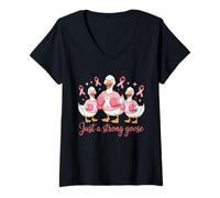 Mujer Lindo Just A Strong Goose Family Fighter Sobreviviente Partidario Camiseta Cuello V