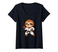 Mujer Lindo Karate Perezoso Dibujos Animados Comic Niños Artes Marci Camiseta Cuello V