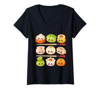 Mujer Lindo Kawaii Dumpling Pastel Anime Asiático Comida Amante Niños Niña Camiseta Cuello V
