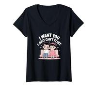 Mujer Lindo Kawaii I Want You I Just Can't Flirt Camiseta Cuello V