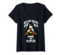 Mujer Lindo Kawaii Just A Girl Who Loves Anime Y Kava Tea Drink Camiseta Cuello V