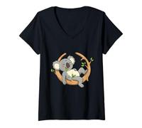 Mujer Lindo Koala Relajante en una Rama para los Amantes de los Animales Australia Camiseta Cuello V