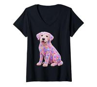 Mujer Lindo Labrador Retriever Seashell Starfish Coastal Dog Art Camiseta Cuello V