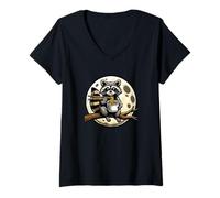 Mujer Lindo Mapache Comiendo Fideos Divertidos para Mujeres, Hombres y niños Camiseta Cuello V