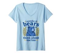 Mujer Lindo, me pregunto si los Osos también piensan en mí, Forest Bear Camiseta Cuello V