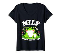 Mujer Lindo Milf Hombre Amo Ranas Rana Divertido Anfibio Papá Broma Camiseta Cuello V