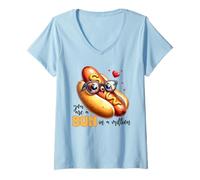 Mujer Lindo moño de Perro Caliente en un millón de diseños de Juego de Palabras de Amor Camiseta Cuello V