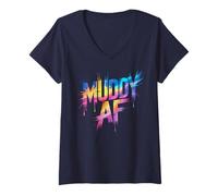 Mujer Lindo Muddy AF Mud Run Muddy Queen Mudder Buddies Sarcasmo Camiseta Cuello V