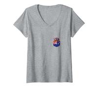 Mujer Lindo neozelandés Pocket Kiwi Nueva Zelanda Camiseta Cuello V