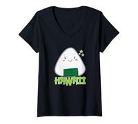 Mujer Lindo Onigiri Kawaii Camiseta Cuello V