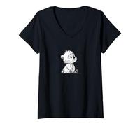 Mujer lindo oso con abeja, animales bebés, amante de los animales, adorable Camiseta Cuello V