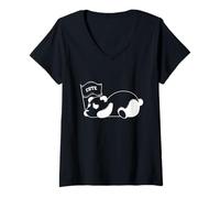 Mujer Lindo Oso Panda durmiendo Camiseta Cuello V