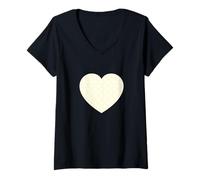 Mujer Lindo patrón de lunares blanco amarillo claro minimalista Camiseta Cuello V