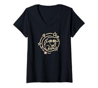 Mujer Lindo perro callejero de los años 90 del Y2K bajo cola estrellada Camiseta Cuello V