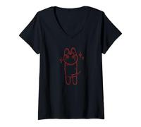 Mujer Lindo Perro Callejero Feliz de los años 90 del Y2K Camiseta Cuello V