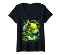 Mujer Lindo Perro Corgi Shamrocks Forest Aesthetic para el Día de San Patricio Camiseta Cuello V