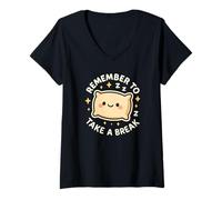 Mujer Lindo Personaje de Almohada Remember To Take A Break Camiseta Cuello V