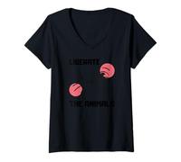 Mujer Lindo Regalo Vegano Liberar a los Animales activista por los Derechos de Bienestar Camiseta Cuello V