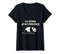 Mujer Lindo Sleepy Panda, recuperación del Agotamiento, Alivio del estrés, día de Descanso Camiseta Cuello V