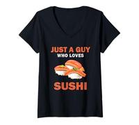 Mujer Lindo solo un chico que ama el sushi hombres y niños Camiseta Cuello V