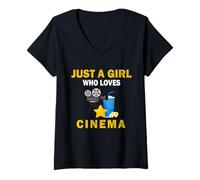 Mujer Lindo Solo Una Chica Que Ama El Cine Mueve Mujeres y Chicas Camiseta Cuello V