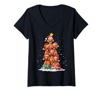 Mujer Lindo Sombrero de Navidad para Perro Vizsla Viszla Camiseta Cuello V