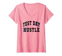 Mujer Lindo Test Day Hustle Testing Teacher Brush ELA Stem Mode On Camiseta Cuello V