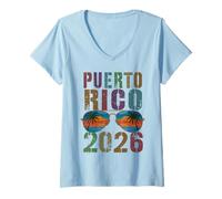 Mujer Lindo Viaje de natación de Vacaciones Puerto Rico 2026 a Juego BFF Camiseta Cuello V