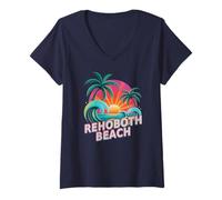 Mujer Lindo Viaje de Vacaciones en la Playa de Rehoboth a Juego con cumpleaños Camiseta Cuello V
