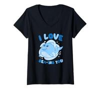 Mujer Lindo Whale Love Sea-Ling You Ocean Juego de Palabras Camiseta Cuello V