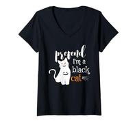 Mujer Lindos amantes de los gatos de Halloween - Pretend I'm A Black Cat Mom Dad Camiseta Cuello V