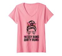Mujer Lindos Bollos desordenados y sucios, Carreras sucias, Mudder Buddies, Mudding Squad Camiseta Cuello V