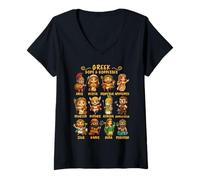 Mujer Lindos Dioses y diosas de la mitología Griega Antigua Chibi Camiseta Cuello V