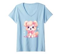 Mujer Lindos Pijamas adorables para Cachorros para niños Que aman a los Perros Camiseta Cuello V