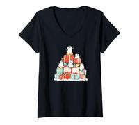 Mujer Lindos pingüinos lindo arte amante de los animales Navidad Navidad Camiseta Cuello V