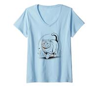 Mujer Line Art American Curl Minimalist Camiseta Cuello V