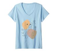 Mujer Line Art Cavalier King Charles Spaniel Minimalist Camiseta Cuello V