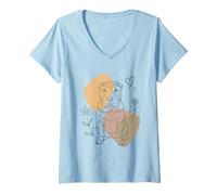 Mujer Line Art Chinese Shar-Pei Minimalist Camiseta Cuello V