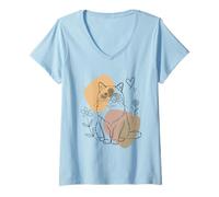 Mujer Line Art Himalayan Cat Minimalist Camiseta Cuello V