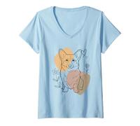 Mujer Line Art Pembroke Welsh Corgi Minimalist Corgis Camiseta Cuello V