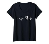 Mujer Line Dancing Heartbeat Country Western Dance Camiseta Cuello V
