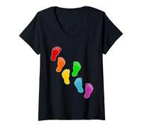 Mujer Línea Arte Pies Diversidad Inclusión Camiseta Cuello V
